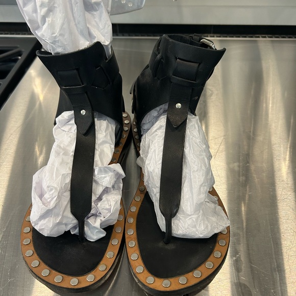 Isabel Marant Shoes - Isabel Marant Black Leather Studded Gladiator Sandals